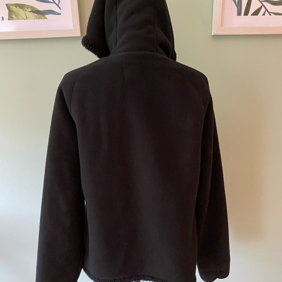 Women's Black Hooded Jacket Size Large - Picture 4 of 13